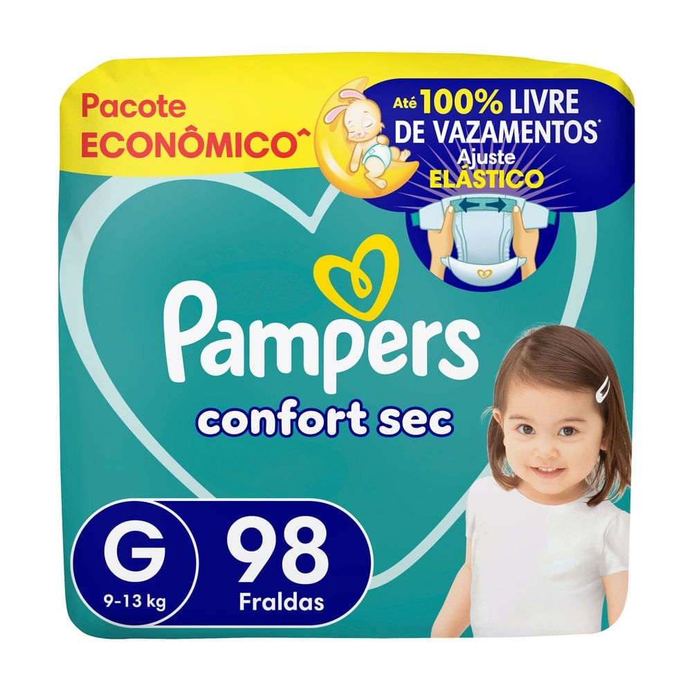 Fralda Pampers Confort Sec Tamanho G 98 Unidades Descartáveis