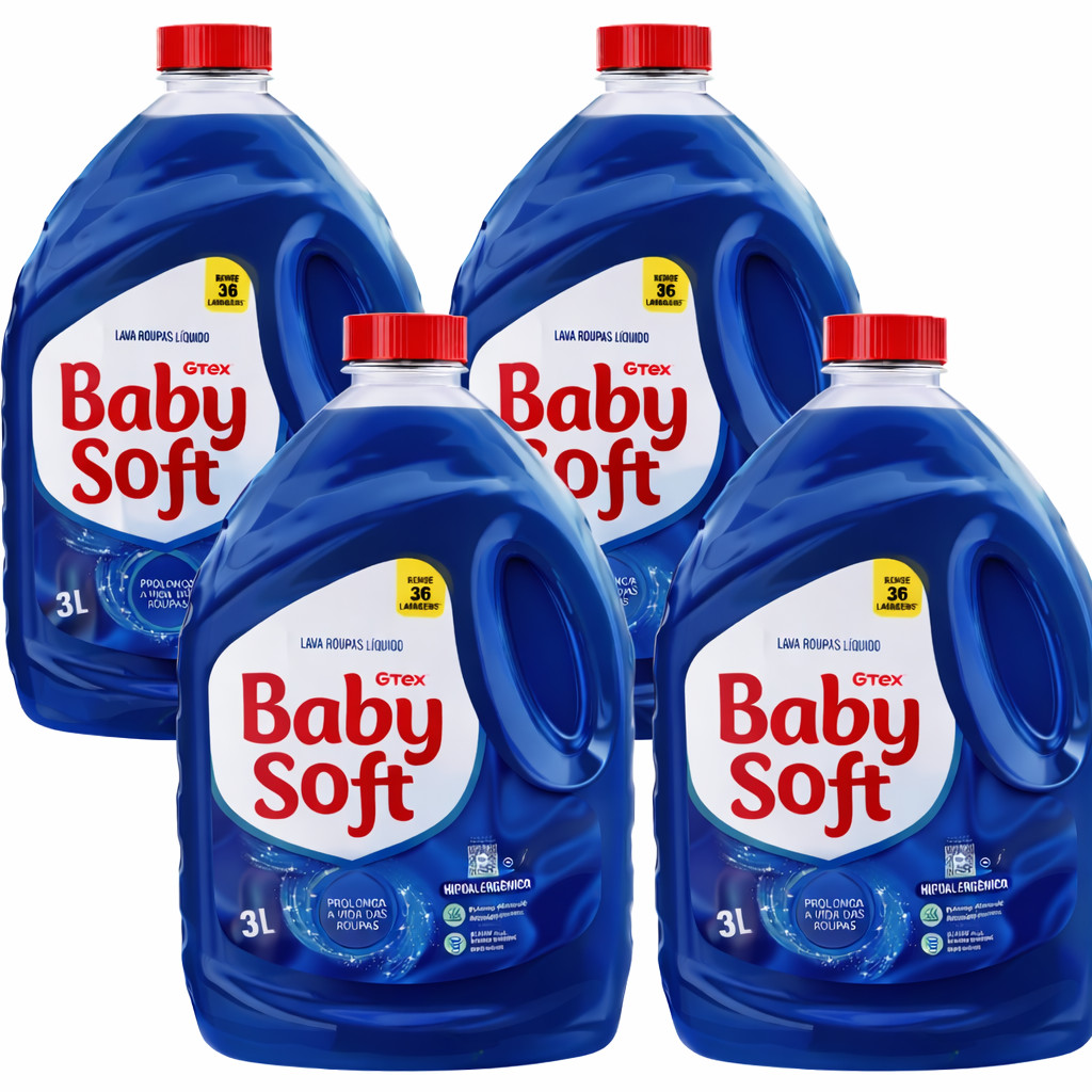 Kit 4 Lava Roupas Liquido Baby Soft Max Performance Azul - 3l em Oferta na Shopee