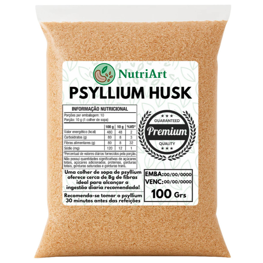 PSYLLIUM HUSK FIBRA (100% NATURAL) 100g - PSILLIUM em Oferta na Shopee