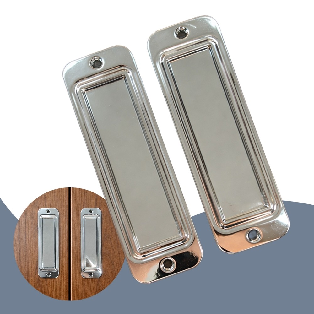 KIT 02 Puxadores Concha para Porta de Correr - Cromado - Madeira, MDF ou Alumínio