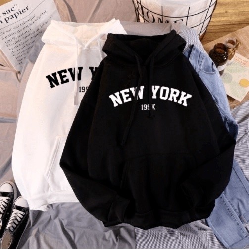 Blusa Moletom Canguru Unissex New York Moda De Inverno Capuz Bolso Flanelado Feminino Premium