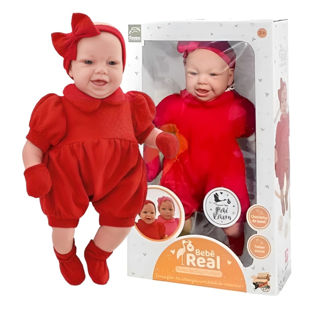 Boneca Bebê Real Coleção Expressões Alegre 5079 Roma em Oferta na Shopee