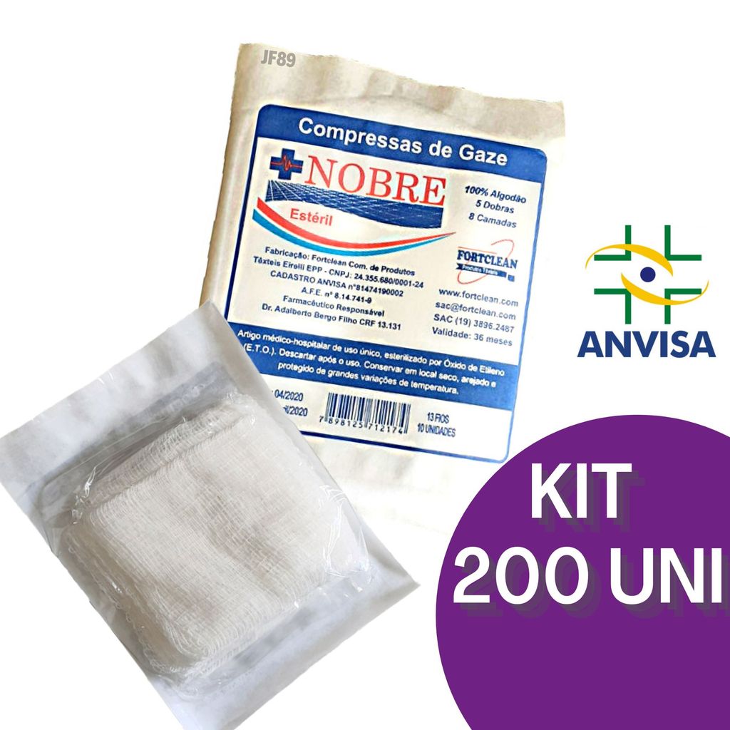 Compressa De Gaze ESTÉRIL 13 Fios Hidrófila 200 Uni em Oferta na Shopee