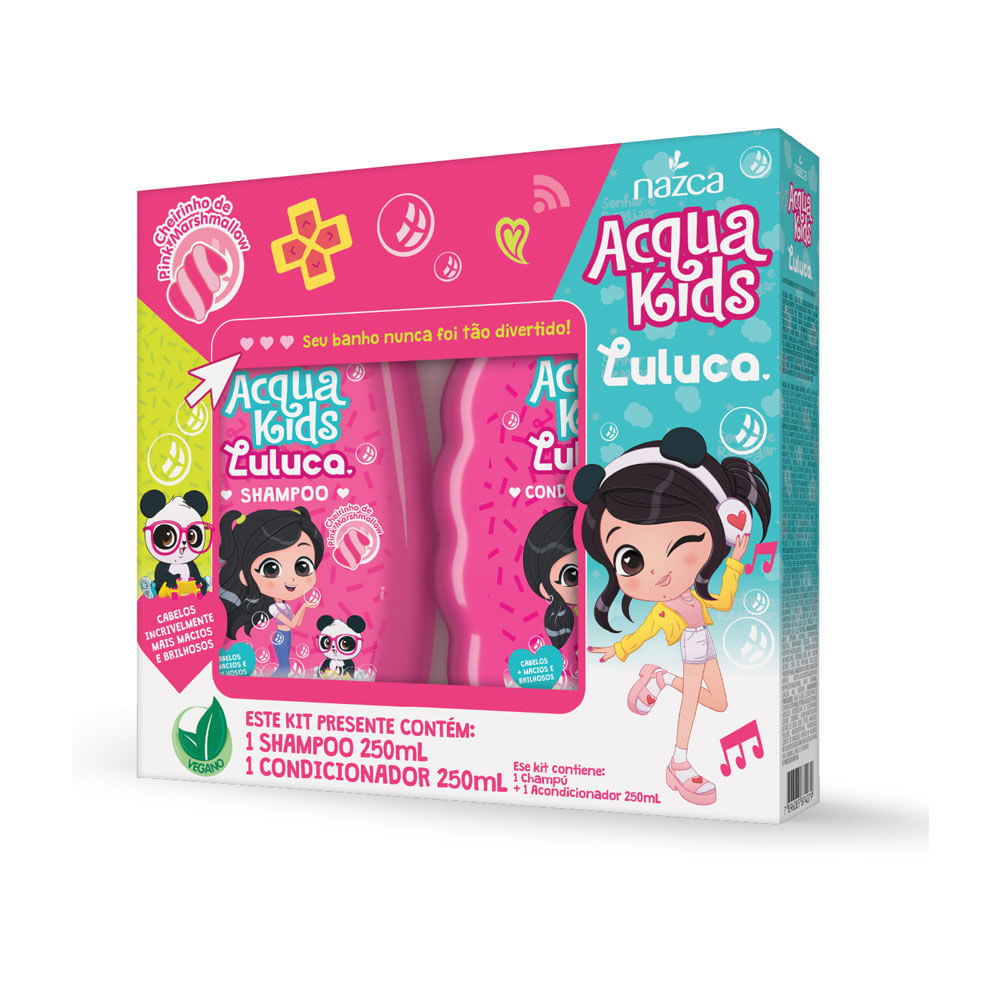 Shampoo e Condicionador Acqua Kids Luluca Cheirinho de Pink Marshmallow 250ml Cada em Oferta na Shopee