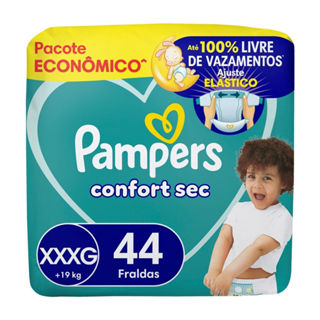 Fralda Pampers Confort Sec Tamanho XXXG 44 Unidades Descartáveis em Oferta na Shopee
