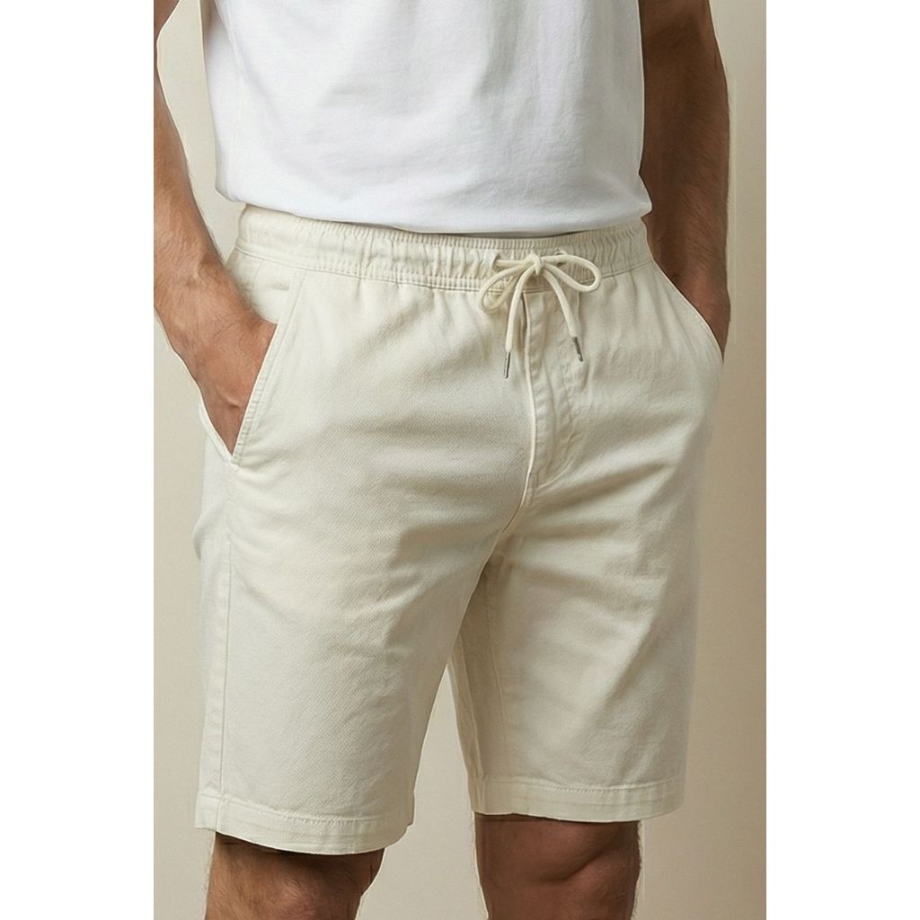 Bermuda Sarja Cós Elástico Confortável Polo Wear Off White