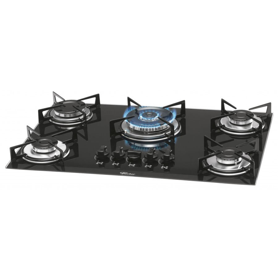 Cooktop Fischer 5 Bocas Mesa Vidro Tripla Chama Preto - Bivolt em Oferta na Shopee
