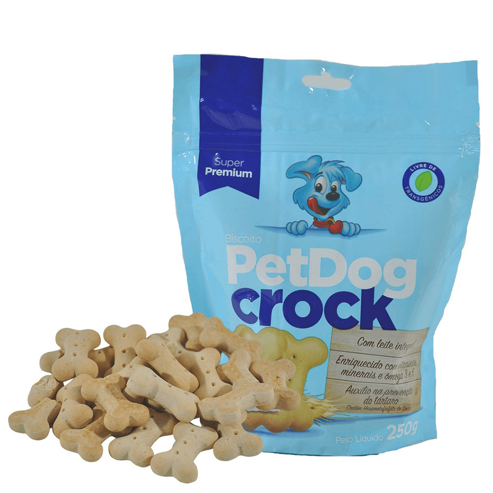 Biscoito Pet Dog Crock Para Cães Filhotes - 250 Gramas