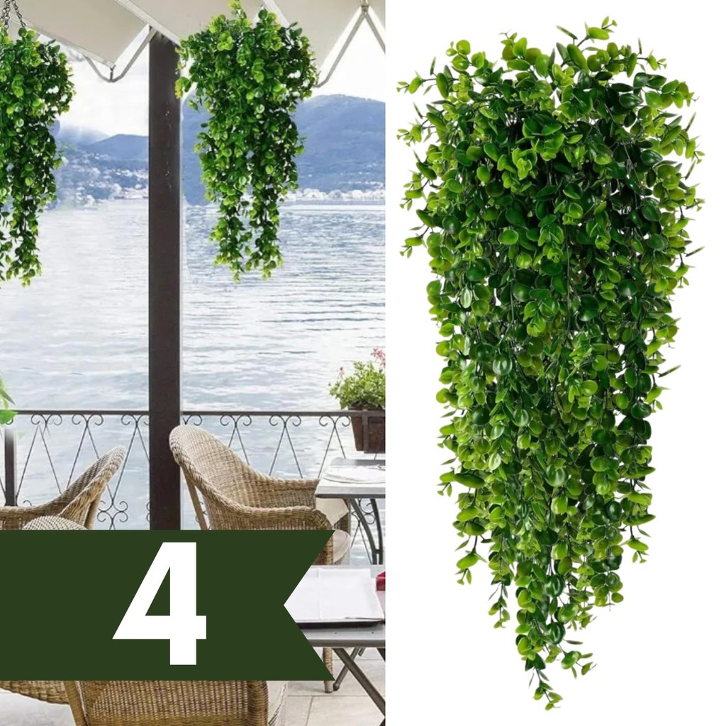 Planta Pendente Eucalipto Samambaia Decoração Jardim Artificial