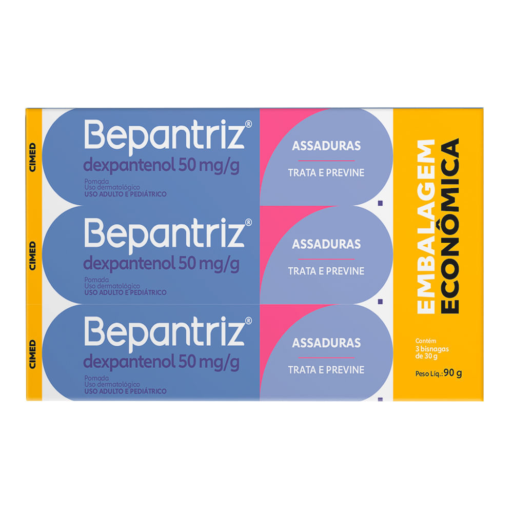 Bepantriz Assaduras Pomada Trata e Previne com 3 Unidades de 30g cada Embalagem Econômica