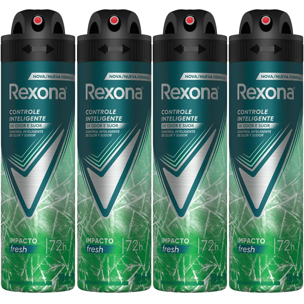 Kit Desodorante Aerosol Rexona Men Impacto 150ml - 4 Unidades em Oferta na Shopee