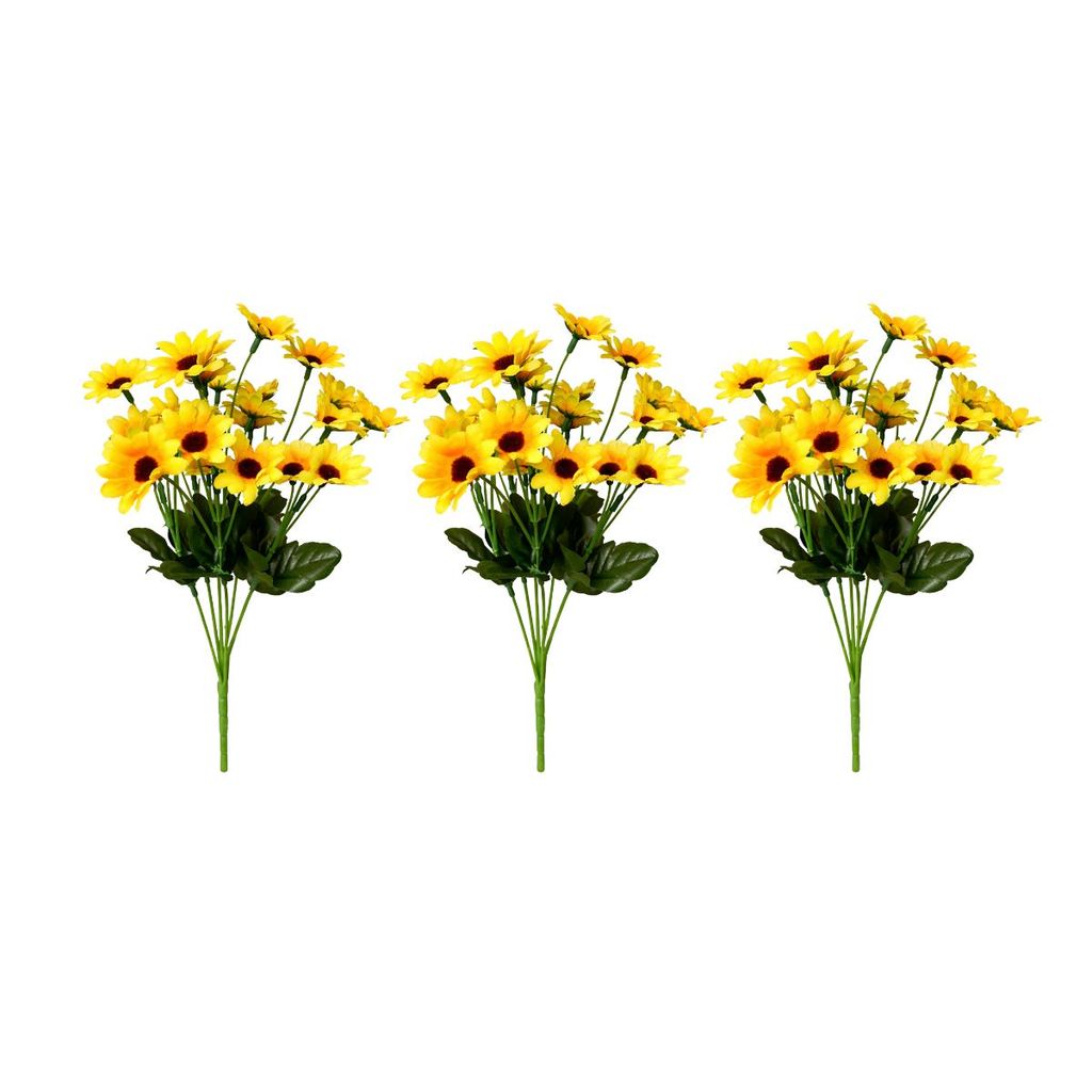 Kit 3 Buquês de Girassol Artificial Amarelo Flores Decoração