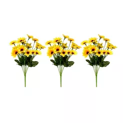 Kit 3 Buquês de Girassol Artificial Amarelo Flores Decoração