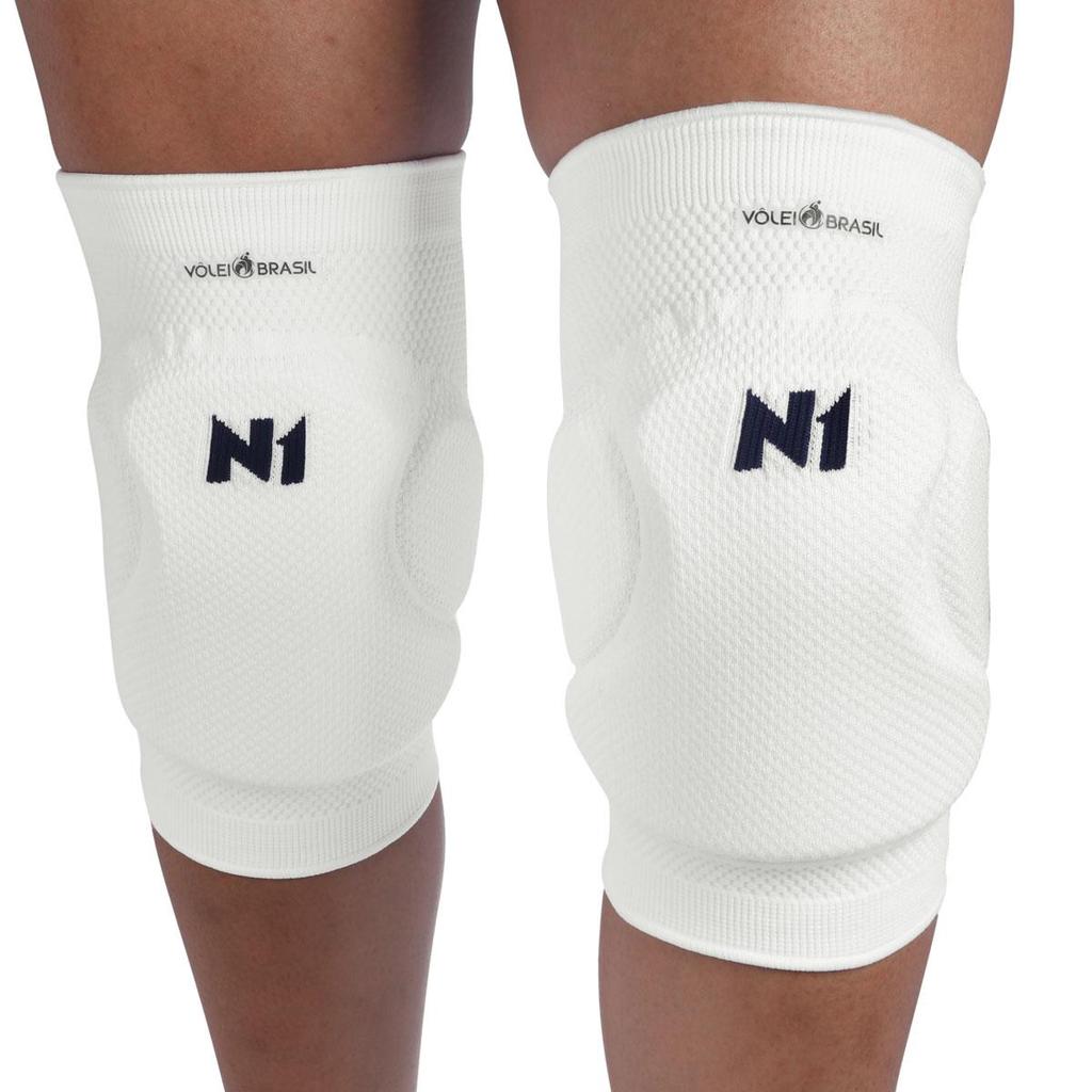 Joelheira Vôlei Profissional Knit 3d Spry N1 Sport LINHA CBV Par Branca