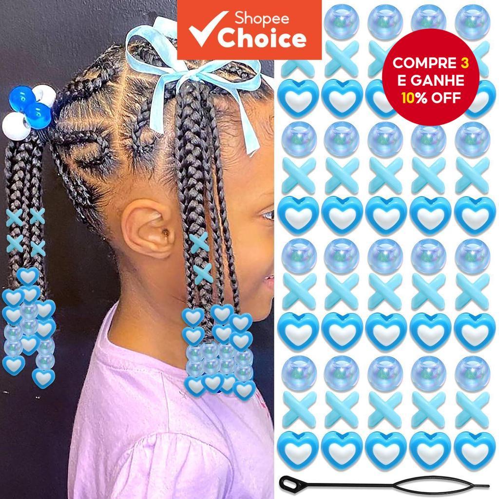 60 peças de contas de acrílico para trança de cabelo, kit de joias para dreadlocks DIY, acessórios artesanais para em Oferta na Shopee