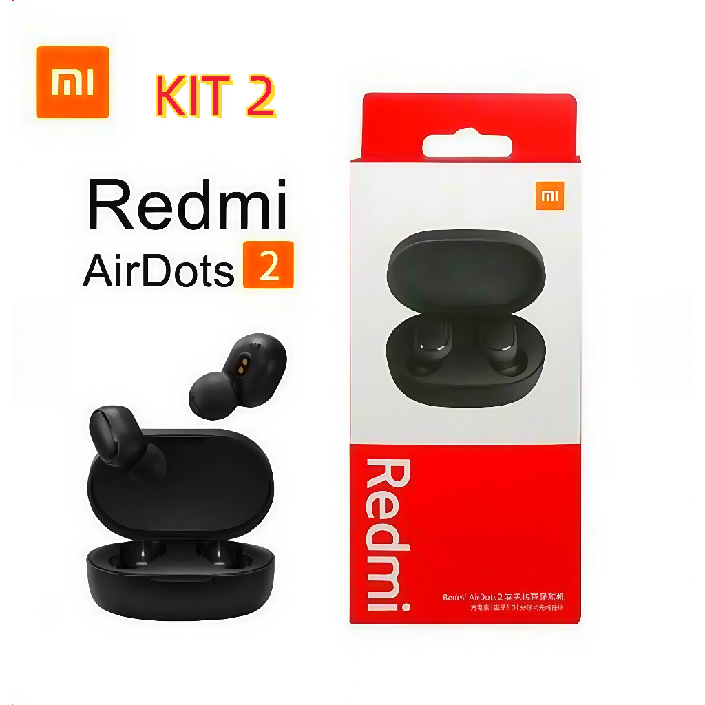 Fone Bluetooth Sem Fio Wireless  Airdots 2 pro Redmi TWS Bluetooth Com Led em Oferta na Shopee