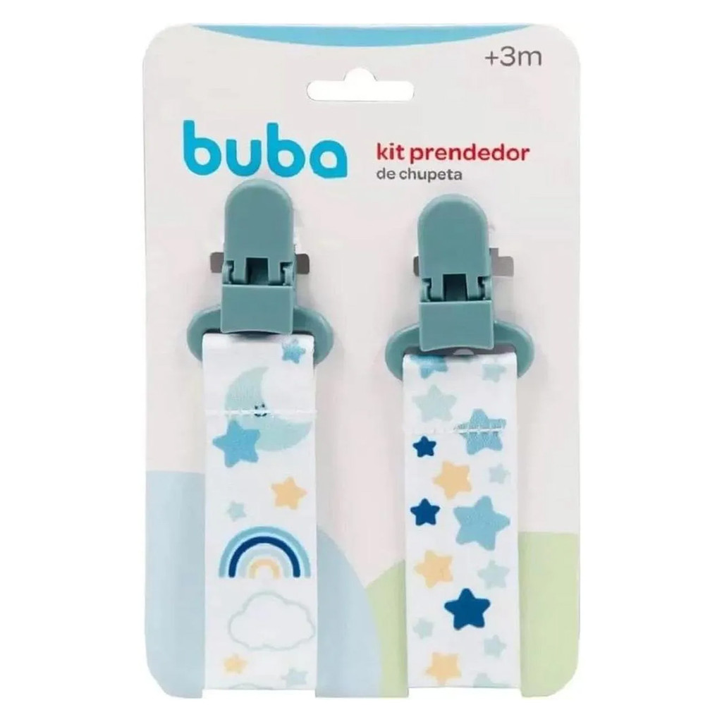 Kit 2 Prendedores de Chupeta Buba Estrelas Azul em Oferta na Shopee