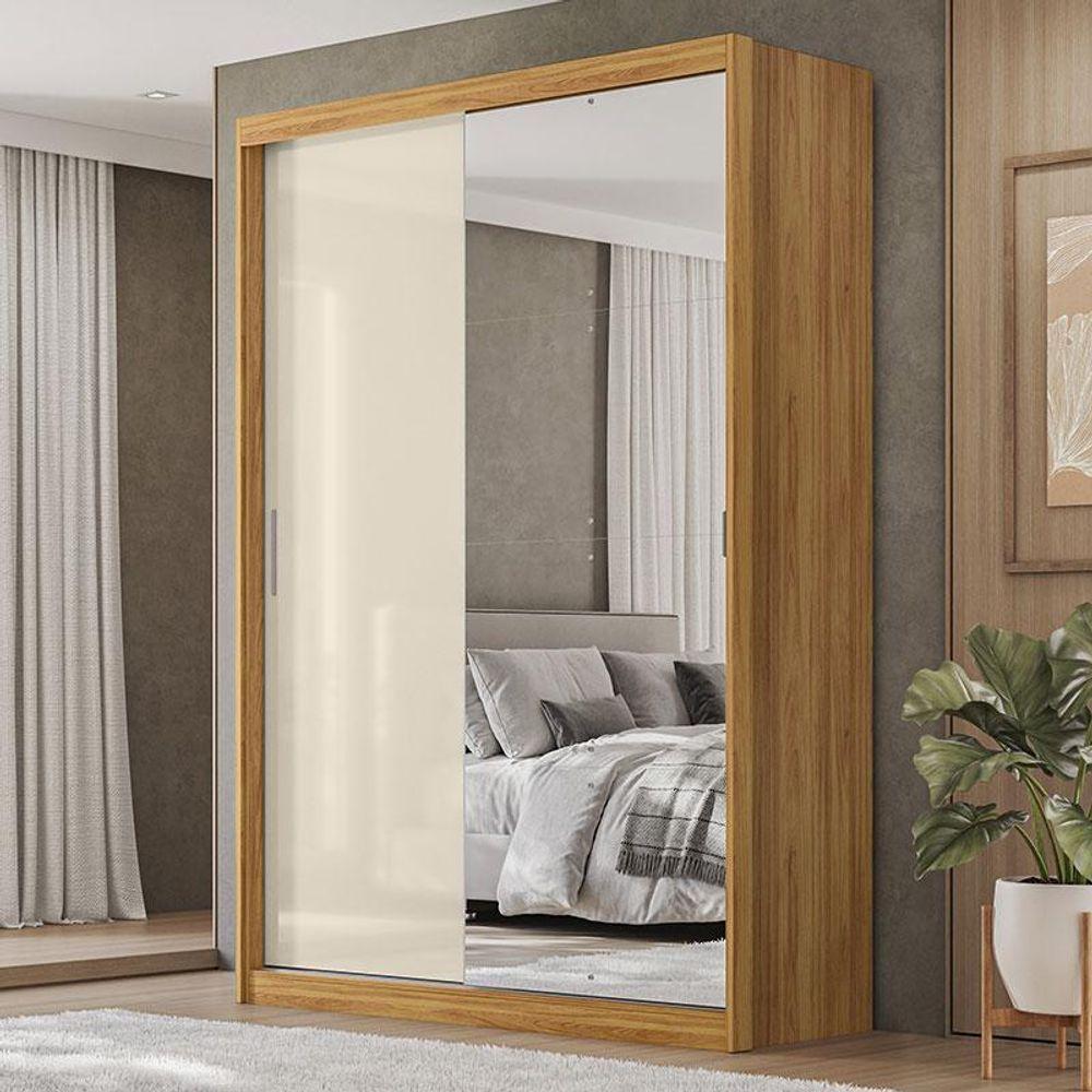 Guarda Roupa Casal Ambiente Riva 22515k Com Espelho Cinamon Touch Off White Flex - Demóbile