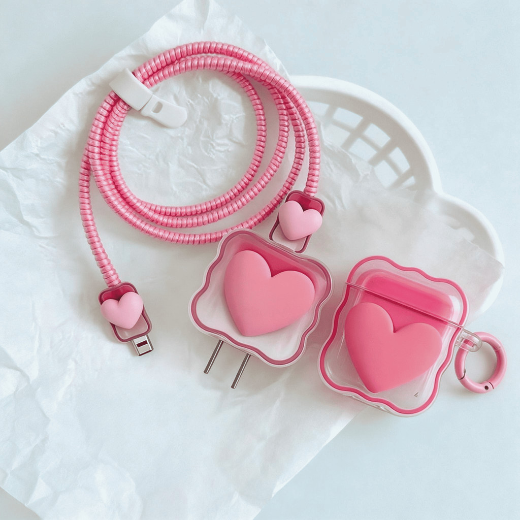 Kit Capa AirPods + Capa Carregador com  Coração – Proteção Completa