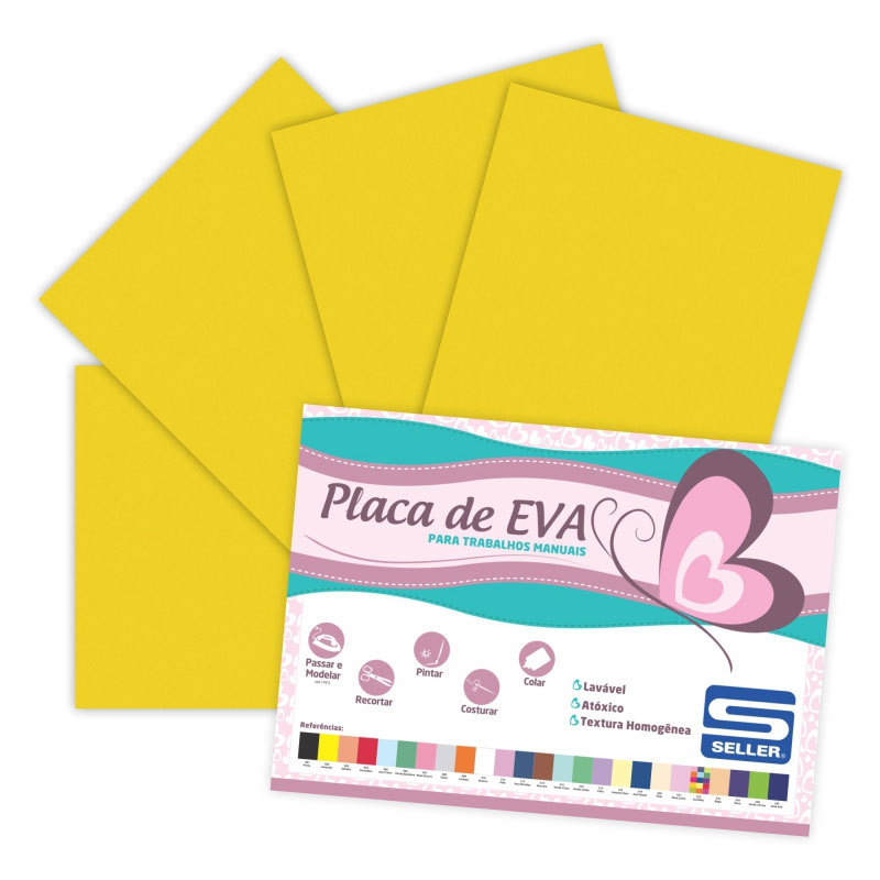 Placa de EVA 40X60cm Amarelo pacote com 10 folhas Seller em Oferta na Shopee