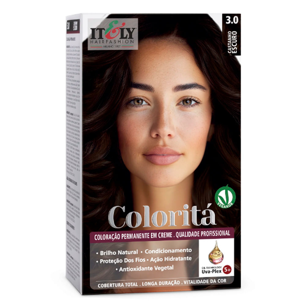 Coloração Itely Coloritá em Creme Cor Castanho Escuro 3.0 em Oferta na Shopee