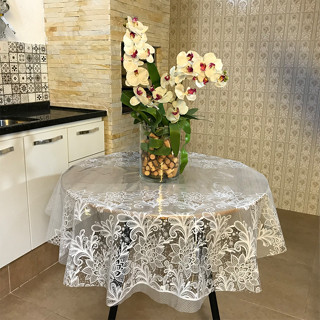Toalha Mesa Plástico Redonda Renda Delicada 1,40 Diametro em Oferta na Shopee