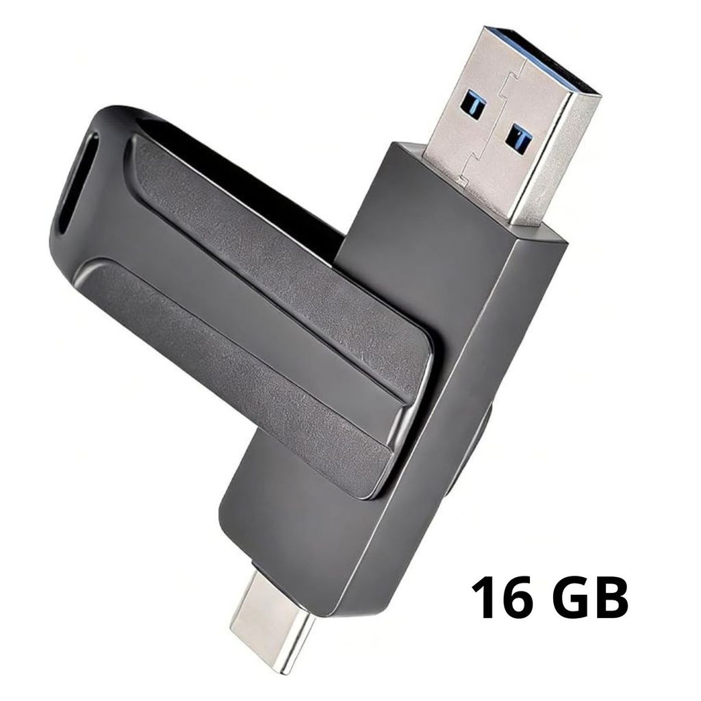 Pen Drive 16GB Duplo 2 em 1 USB-C e USB-A Alta Velocidade