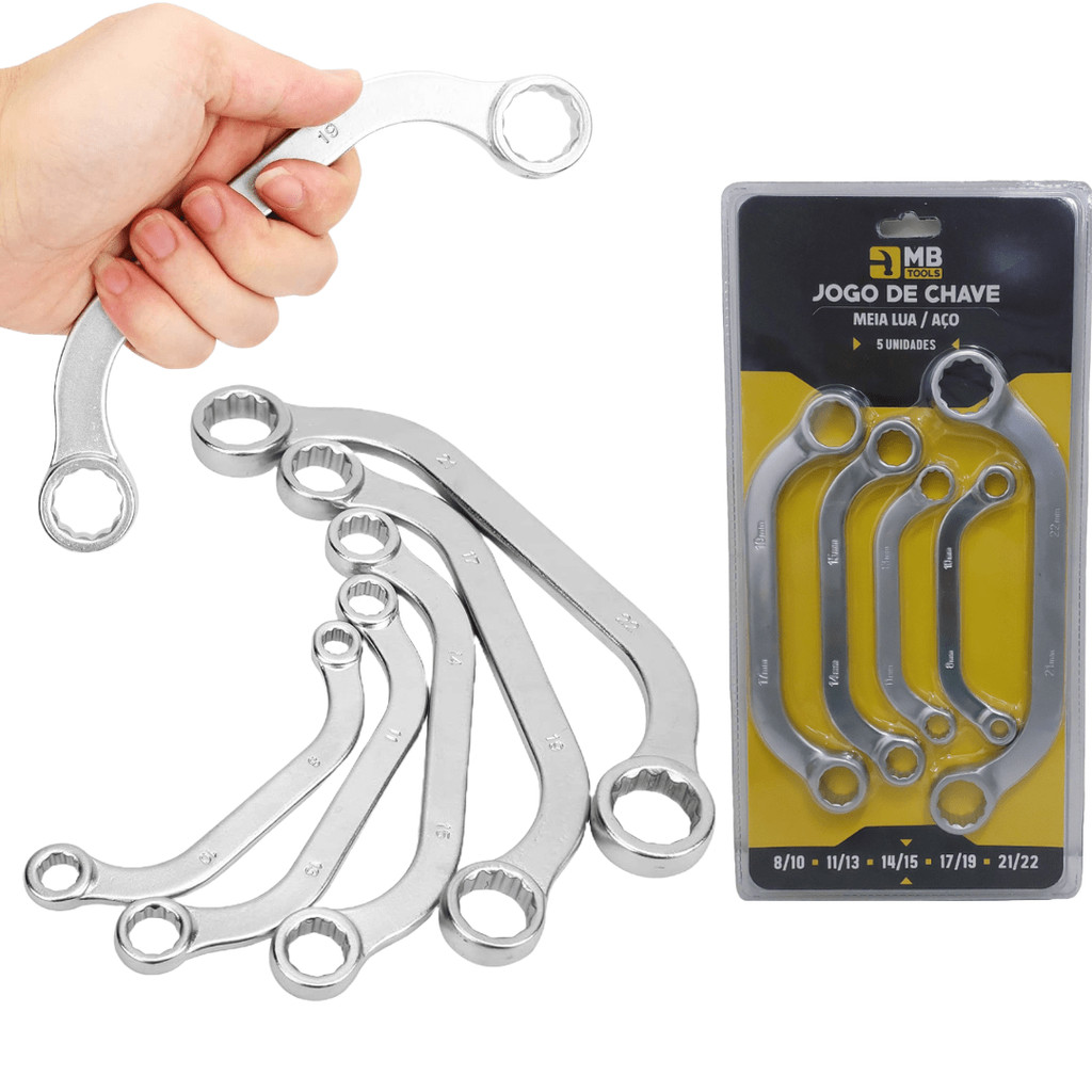 Jogo de chave meia lua c/ 5 unidades em Oferta na Shopee