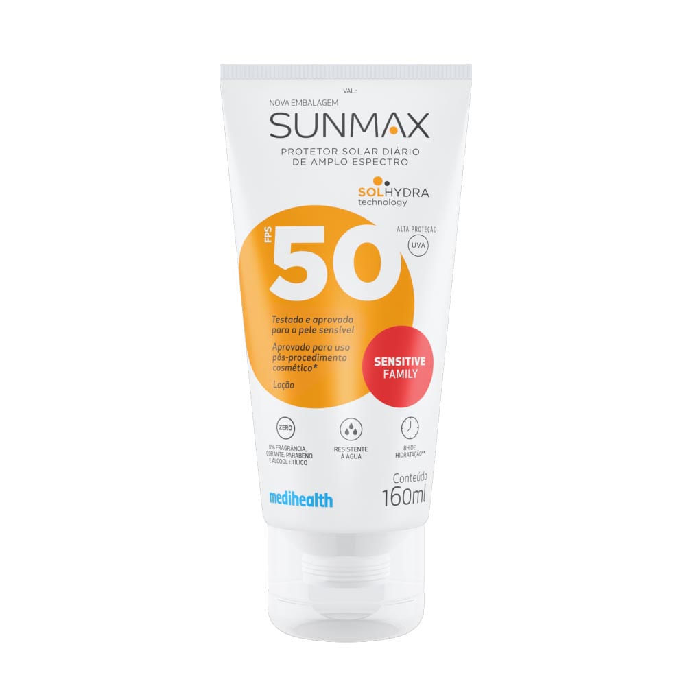 Protetor Solar Sunmax Sensitive FPS 50 Loção 160ml em Oferta na Shopee
