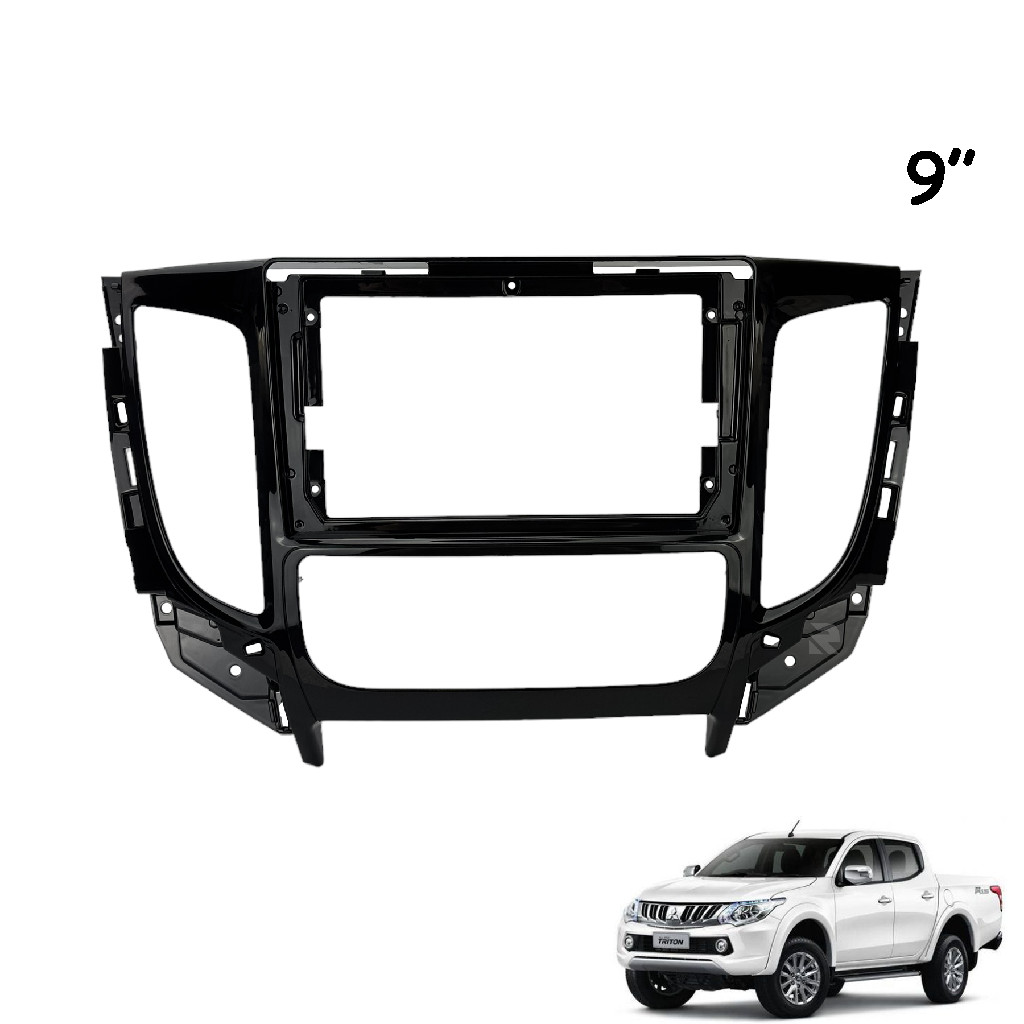 Moldura Painel Central Multimidia 9 Polegadas Mitsubishi L200 Triton G5 2018 a 2024 Ar Digital