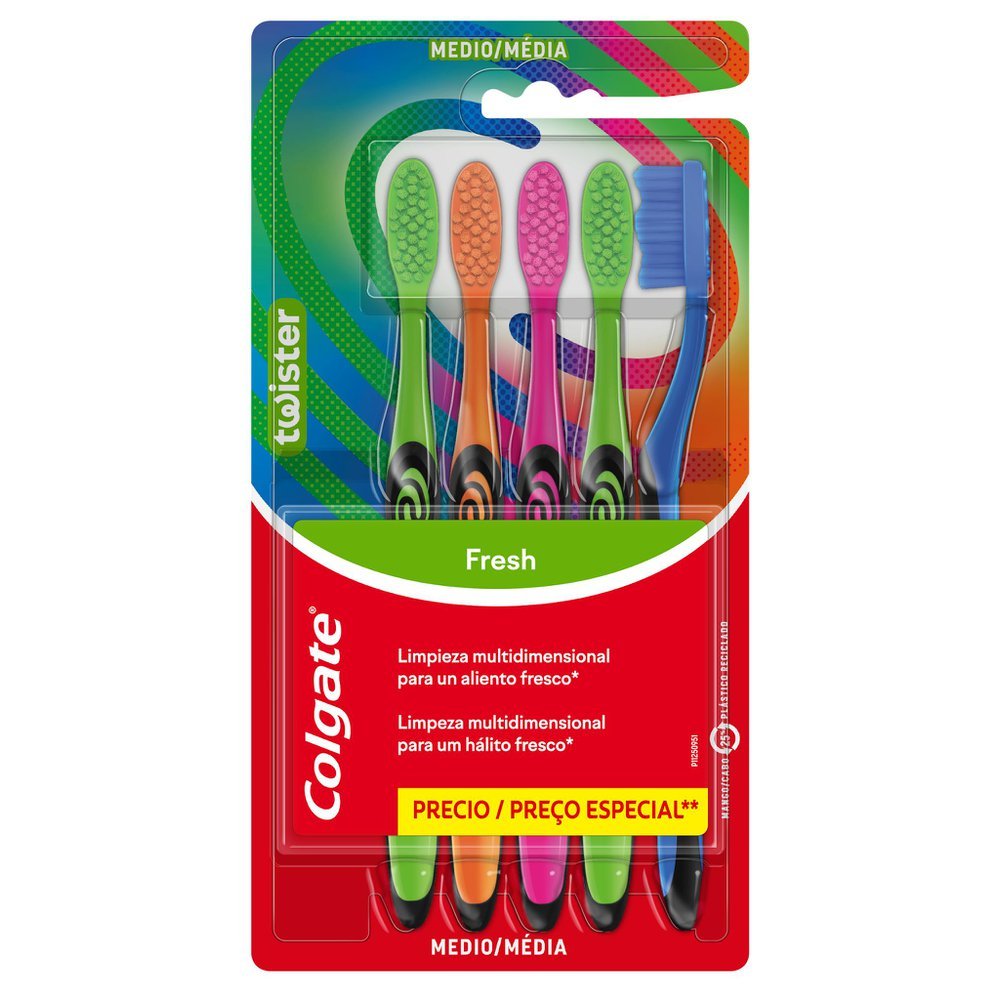Escova Dental Colgate Colors Pack Família Média com 5 Unidades em Oferta na Shopee