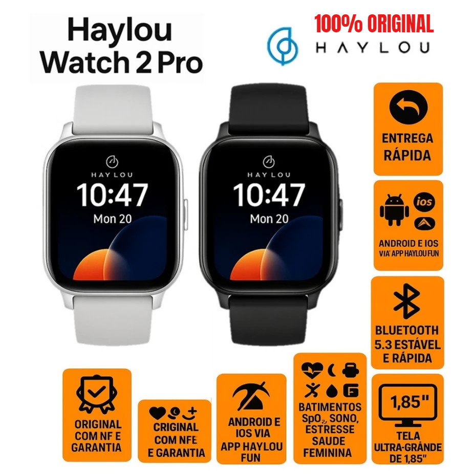 Relógio Smartwatch Haylou Watch 2 Pro Tela 1,85 Pol IP68 (ORIGINAL)Promoção