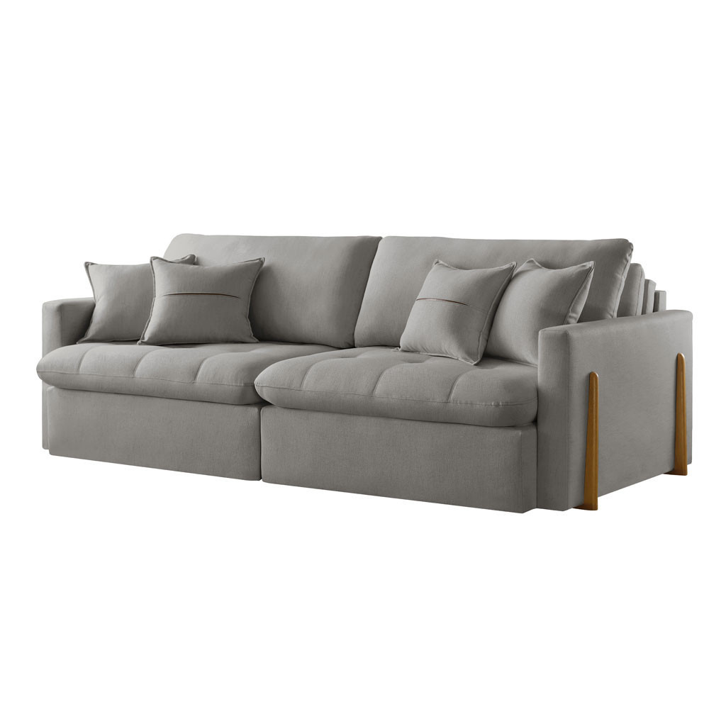 Sofá Cama Retrátil e Reclinável Lisboa 200cm Braço 10cm Meu Sofá Online