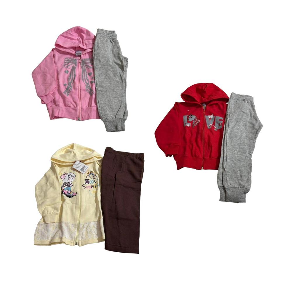 KIT 3 CONJUNTO MOLETOM INVERNO MENINA SORTIDO PARA BEBÊS