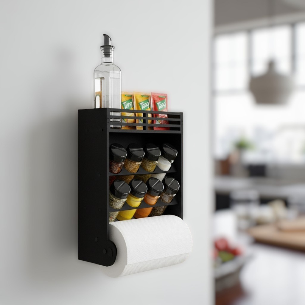 8 Porta Tempero Parede Madeira Suporte Papel Toalha Tampa Dosadora Dupla Decoração Enfeite em Oferta na Shopee