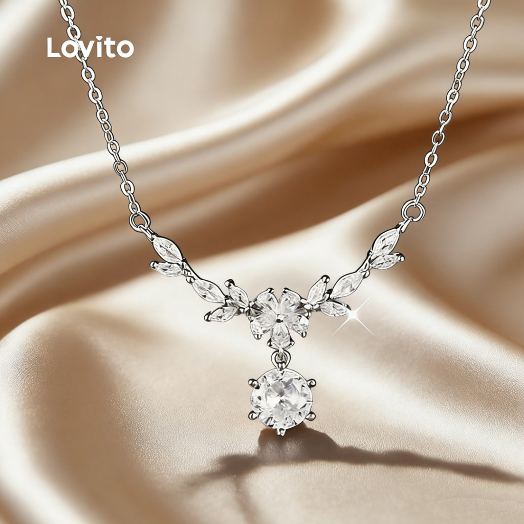 Lovito Elegant Colares com Diamantes em Prata LFA114148