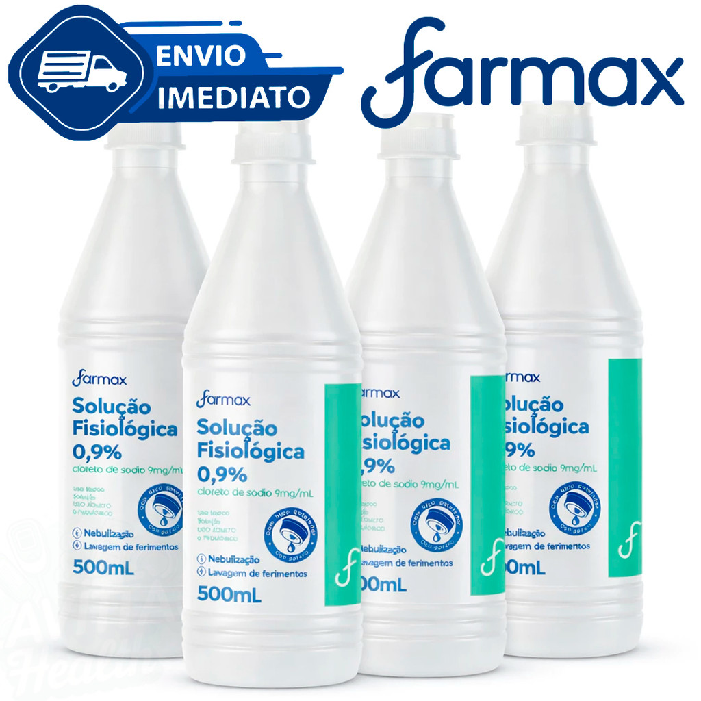 Kit C/4 Unidades Soro Fisiológico Sorimax Lavagem Nasal 0,9% 500ml Farmax Envio Imediato