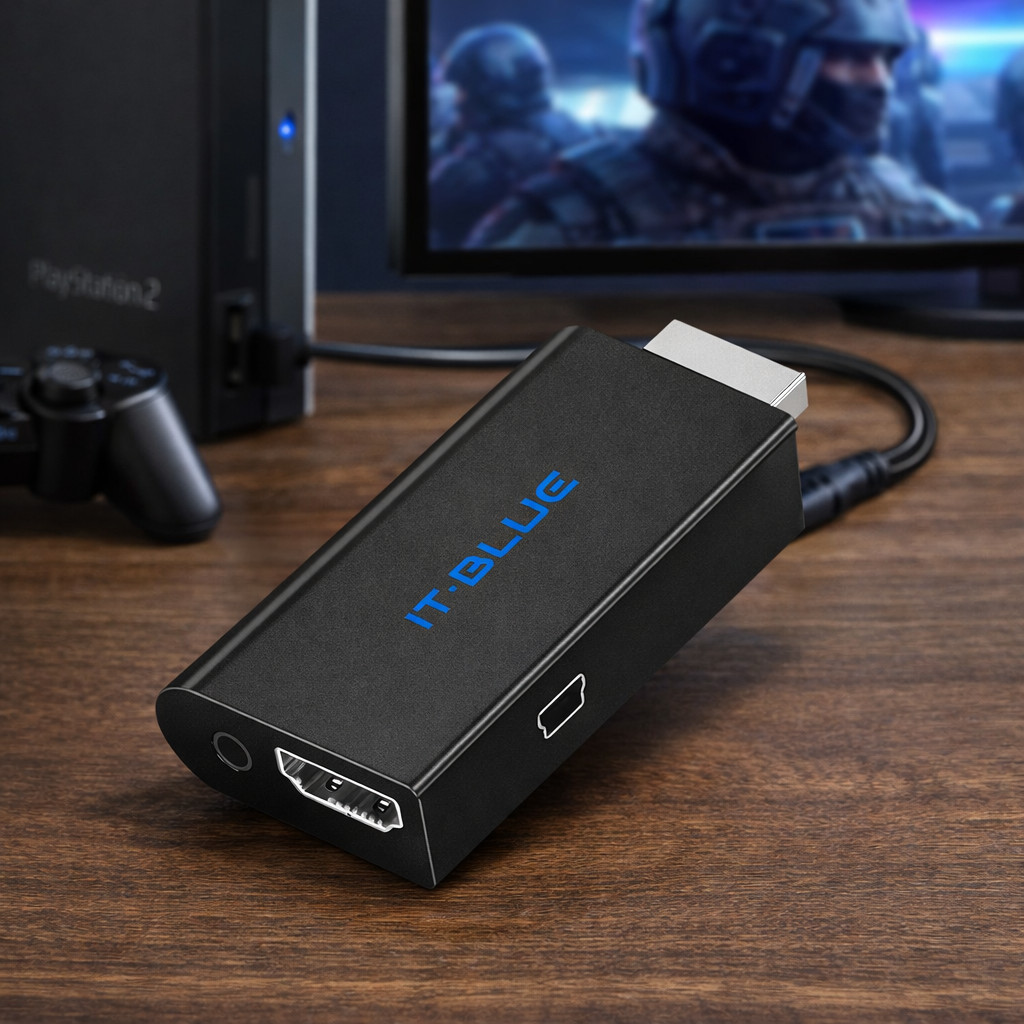 Conversor HDMI Para PS2 Adaptador Saída HDMI Para HDTV Monitor Tela Projetor Sem Driver Instalação Fácil LE-4145