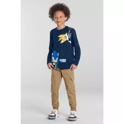 Camiseta infantil menino do Sonic Brandili