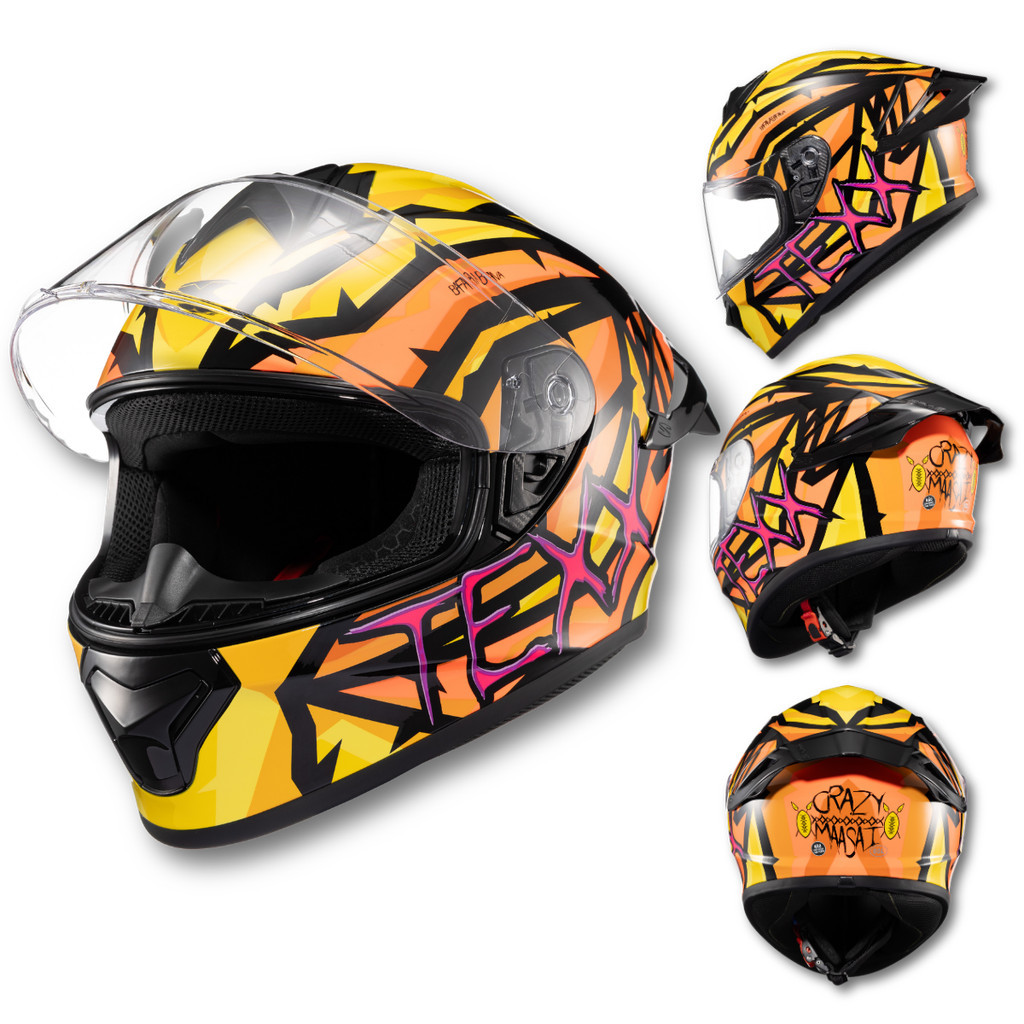 Capacete Texx Fechado Spihe Maasai Laranja Amarelo Lançamento 2026