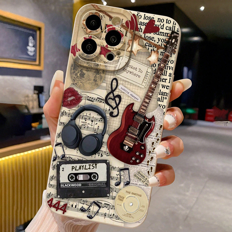Guitarra Música Pintada Caso Para Samsung Galaxy S26 S25 S24 Ultra S23 S22 Plus S21 FE A56 A36 A16 5G Capa
