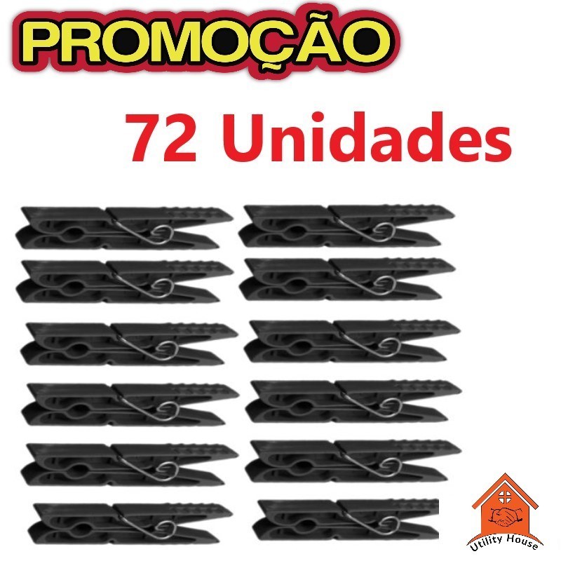 Kit 72 Unidades de Prendedor de Roupa Plástico COD:001 em Oferta na Shopee