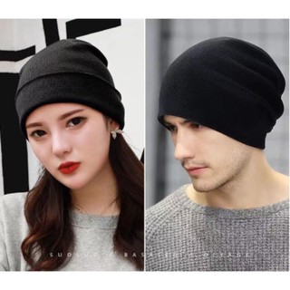 Gorro masculino de inverno feminino diário quente solto macio gorro de malha com punhos para meninos esqui
