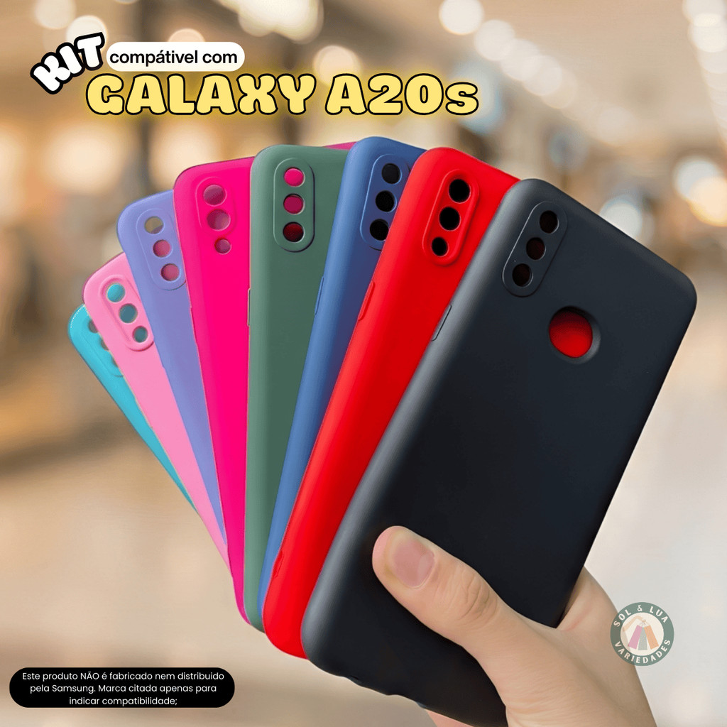 Kit Capa Capinha compatível com Galaxy A20s + Película 3D Cerâmica Privacidade em Oferta na Shopee