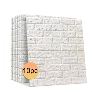 KIT 10 Placas Adesiva TIJOLO BRANCO 3D - 70x77cm em Oferta na Shopee