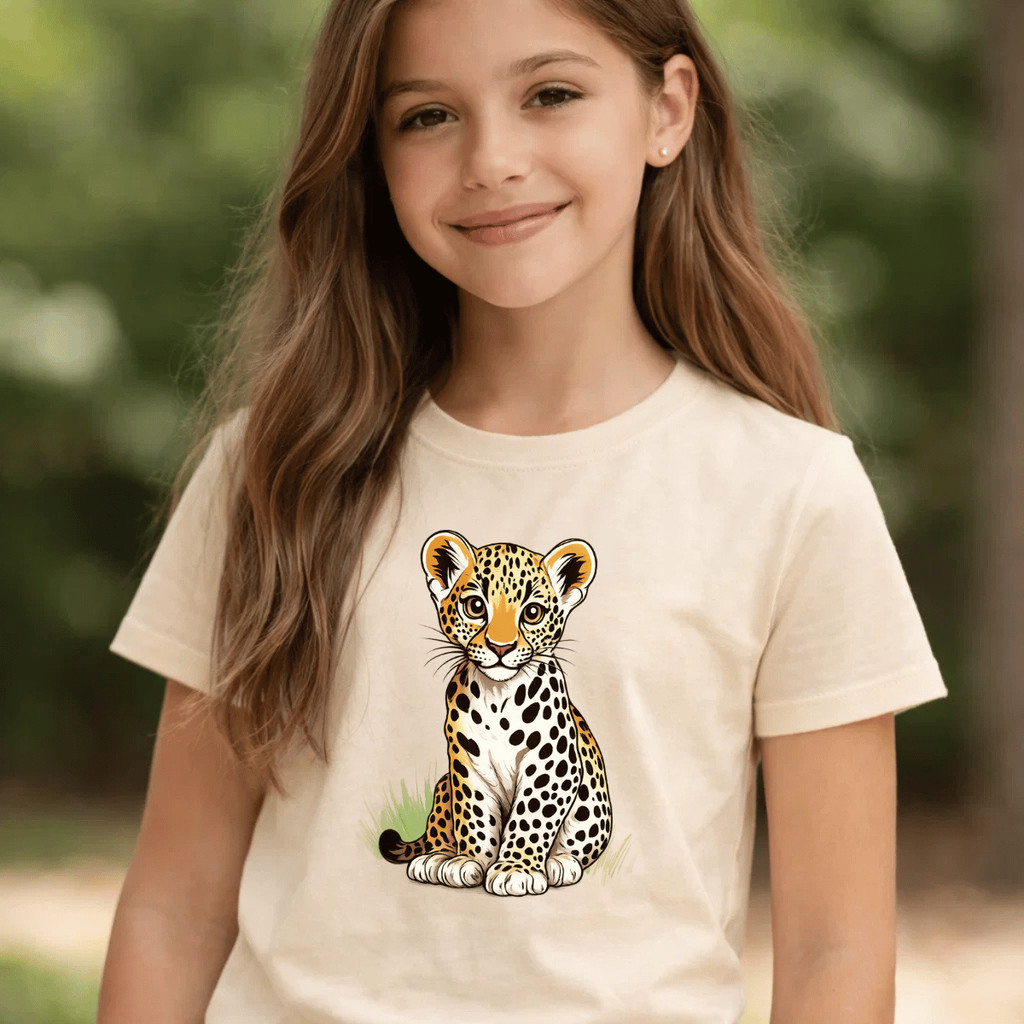 Camiseta Infantil Estampada Onça Filhote Criança 100% Básica Manga Curta Unissex Masculina e Feminino Básica em Oferta na Shopee