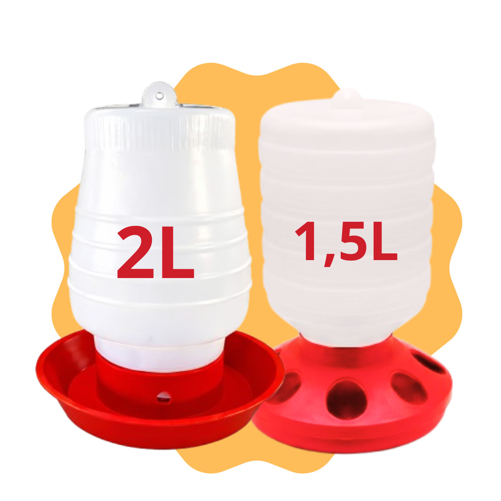 Kit Comedouro 1,5L Bebedouro 2L Resistente Para Aves Galinha Pato Codorna Pintinho