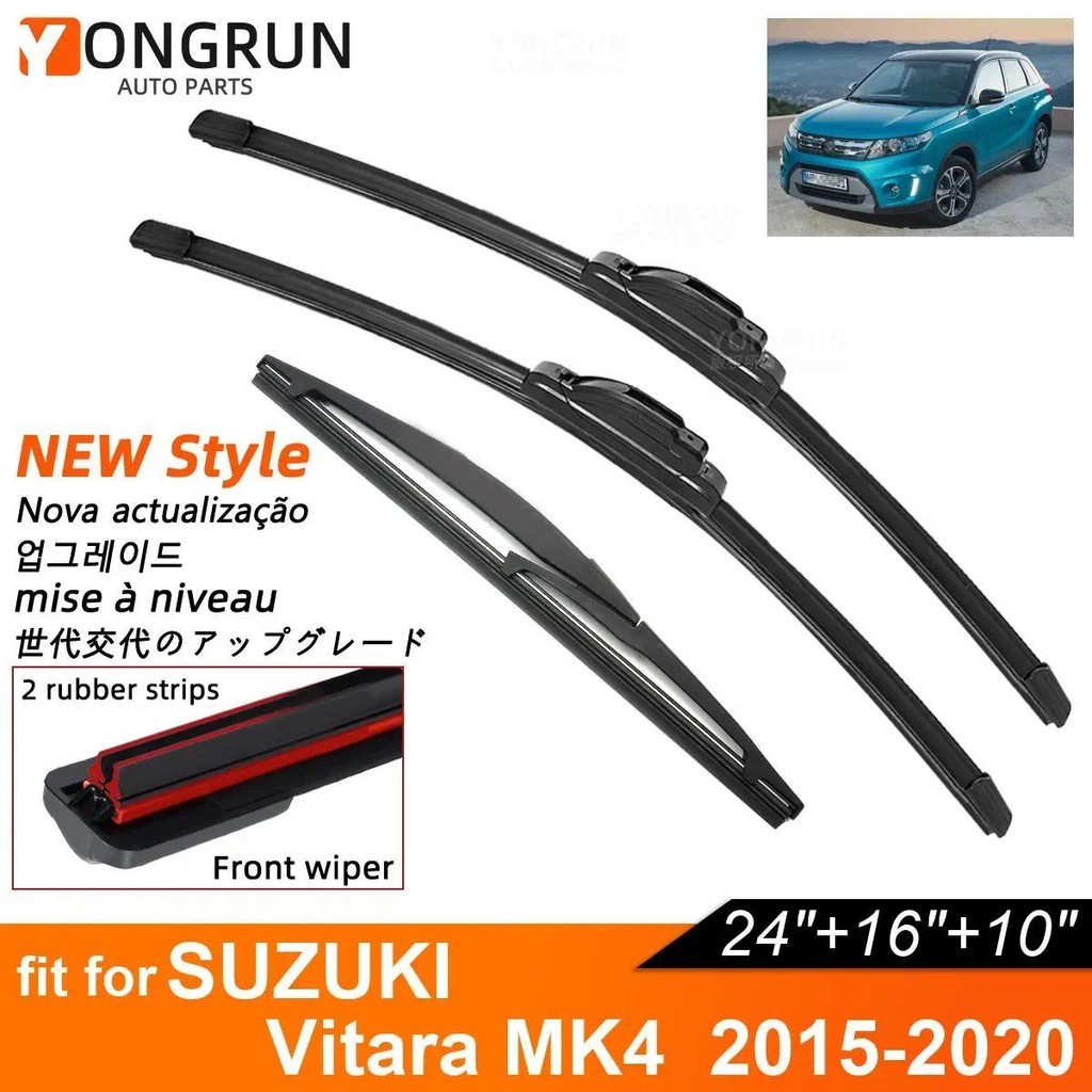 Lâminas De Limpador De Carro De Borracha Dupla Para 2015-2020 SUZUKI Vitara MK4 Limpadores De Pára-Brisa Dianteiro Trase