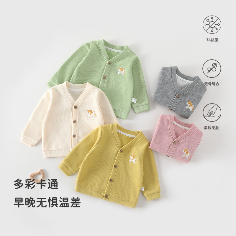 Bebê primavera outono estilo camisola de manga comprida masculino feminino bebê primavera quente Cardigan jaqueta Casual