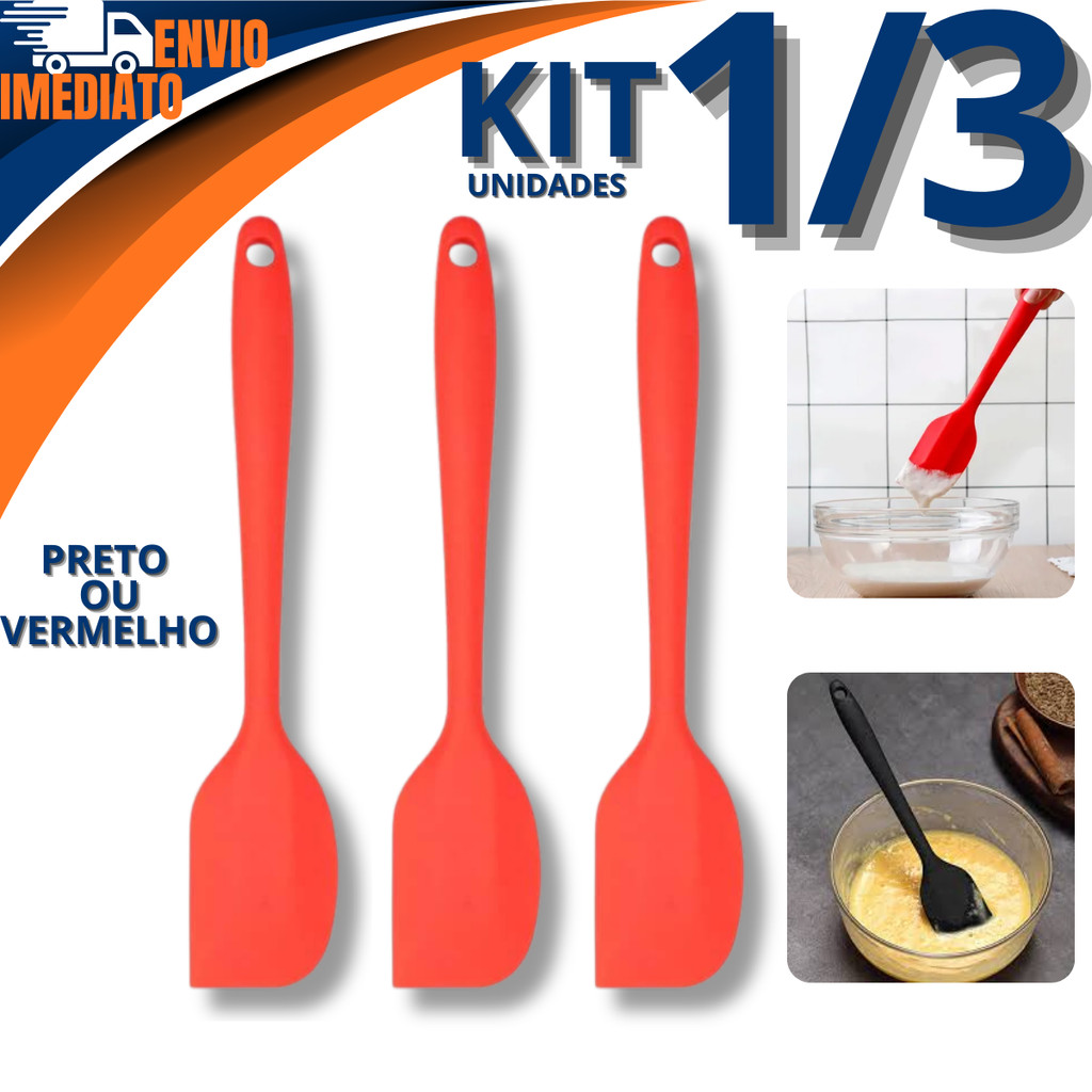 Kit 1/2/3 Espátula Pão Duro Grande De Silicone 27cm Livre BPA Culinaria Confeitaria Utensilio Cozinha em Oferta na Shopee